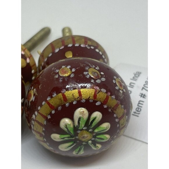 Lot of 3 Made in India Dark Red Ornate Cabinet Knobs from Hobby Lobby - Picture 4 of 4